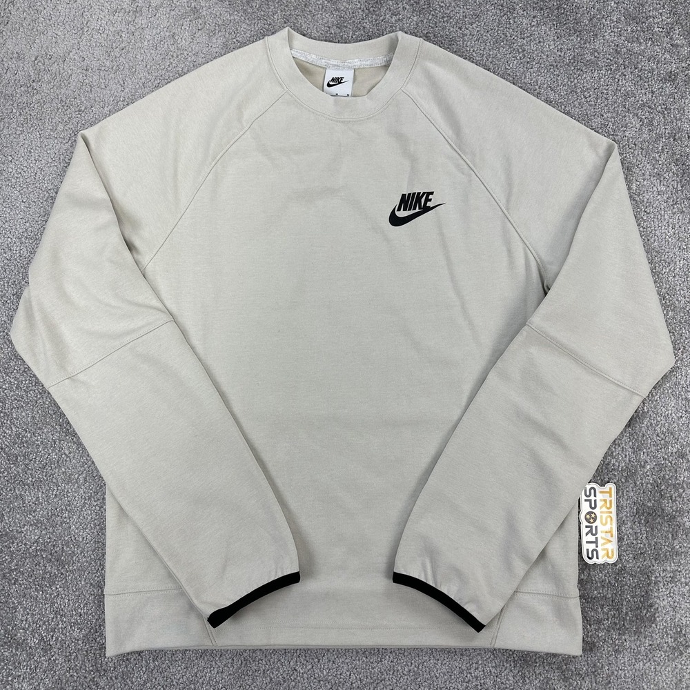 Nike Sweatshirt Mens Medium Beige Crewneck Pullover Swoosh Logo DD5257-210